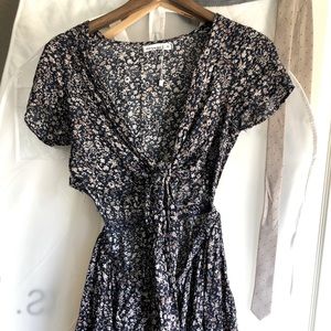Floral Front Tie Romper-Size M